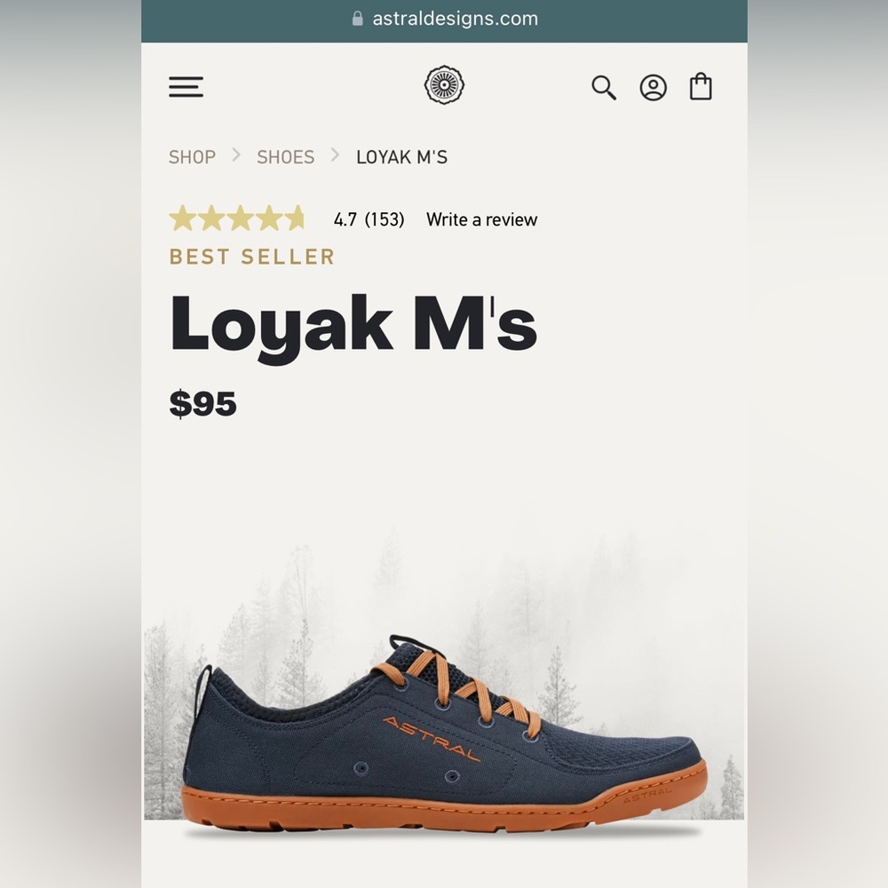 Astral Loyak M’s navy blue water and land shoe. Size 13.